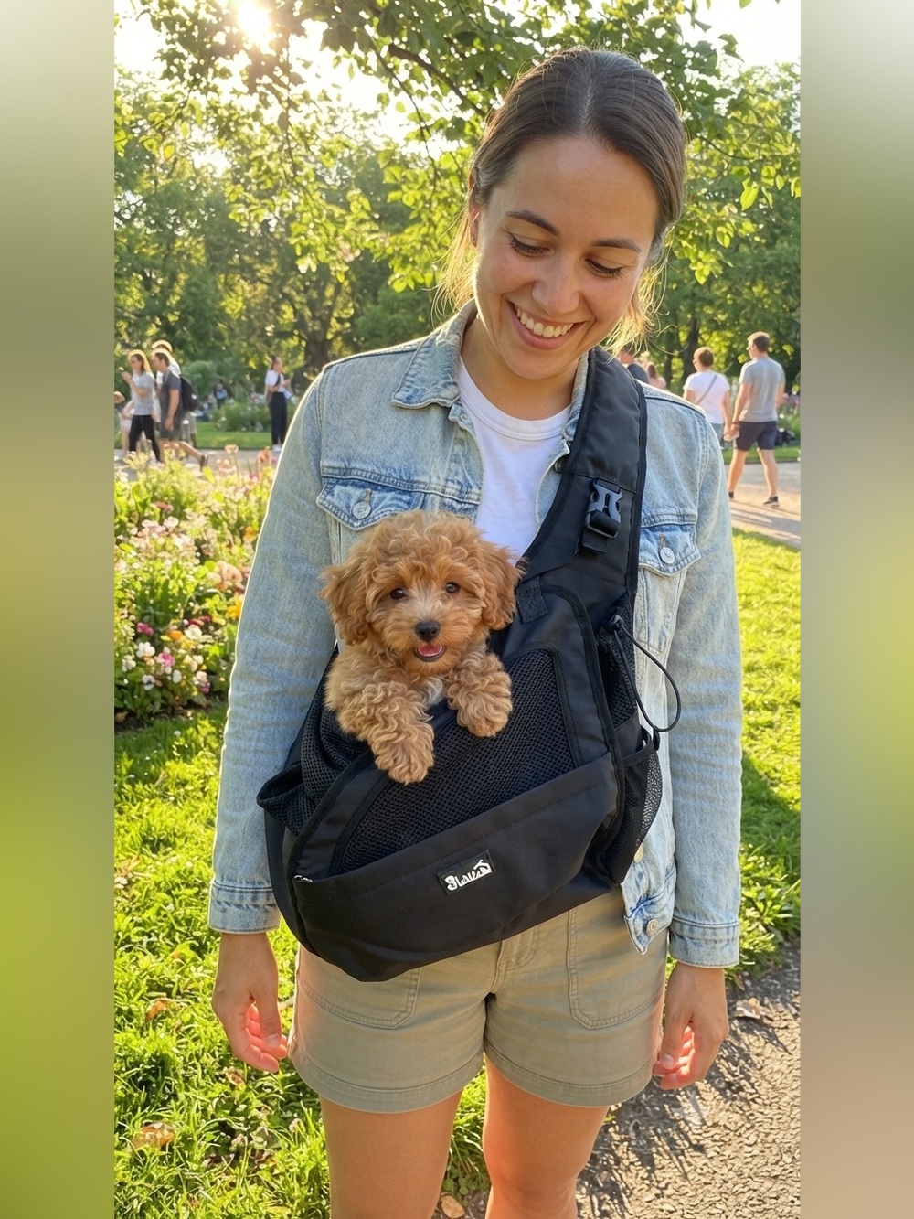 Black Hands-Free Dog Sling Carrier - Comfortable Pet Travel Bag